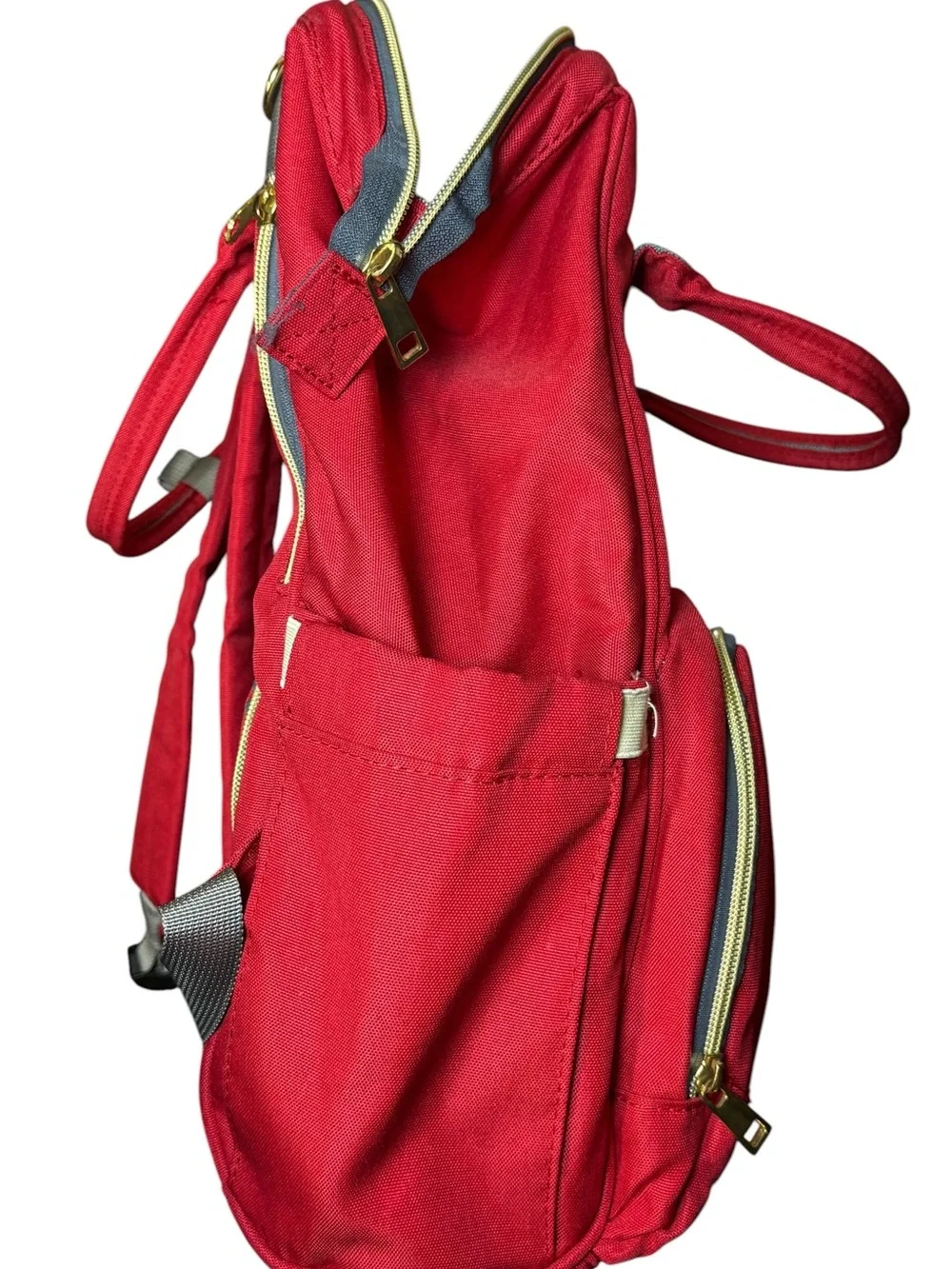 LeQueen Red Diaper Backpack Multi Pocket Baby Travel Bag